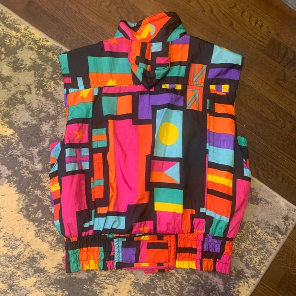 Vintage 90s Andy John Flag Puffer Vest Medium - Picture 9 of 10